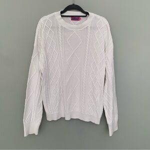 Edikted thick heavy rib knit white cable knit sweater‎